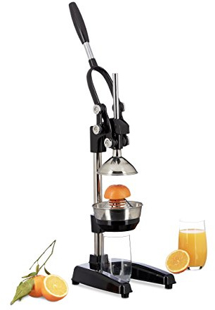 Relaxdays Zitronenpresse Premium Z8, manuelle Orangenpresse, Entsafter ohne Strom, professionelle Zitruspresse, schwarz