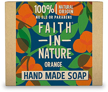Faith In Nature Natural Orange Hand Soap Bar, Detoxifying, Vegan & Cruelty Free, No SLS or Parabens, 100g