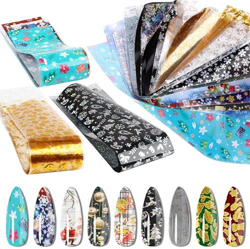 40PCS Nagel Kunst Sticker, EBANKU Weihnachten Nailart Transferfolie Nagelsticker Aufkleber Nagelfolie Transfer Sticker Nail Wraps Nagel Decals Nagelschmuck Nagel Kunst