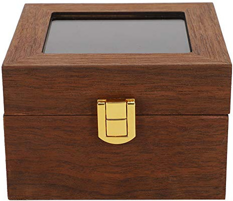 Caja de reloj para 2 piezas, diseño clásico de madera con tapa de cristal, cojines extraíbles para relojes, regalo ideal de almacenamiento