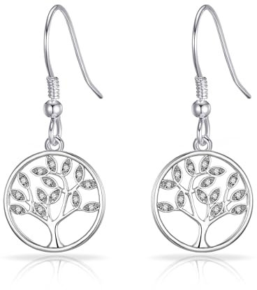 Philip Jones Silver Plated Tree of Life Drop Earrings Created with Crystals from Zircondia®