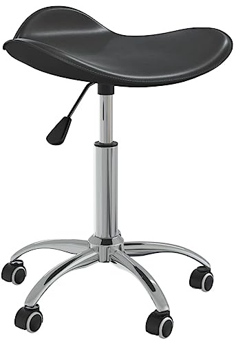 vidaXL Tabouret de Salon et Spa Chaise de Beauté Tabouret de Coiffure Chaise de Travail Réglable Pivotante Intérieur Noir Similicuir