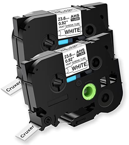 Kompatibel mit Brother P-touch HSe-251 HSe251 HS251 HS-251 schrumpfschlauch Schwarz auf Weiß Schrumpfschläuche Etikettenband für PT-D600 P700 P710BT PT-E500VP Etikettenmacher 23,6mm x 1,5m 2Pack