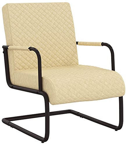 vidaXL Freischwinger Schwingsessel Sessel Relaxsessel Stuhl Lehnstuhl Polstersessel Relaxstuhl TV Loungesessel Wohnzimmer Creme Kunstleder