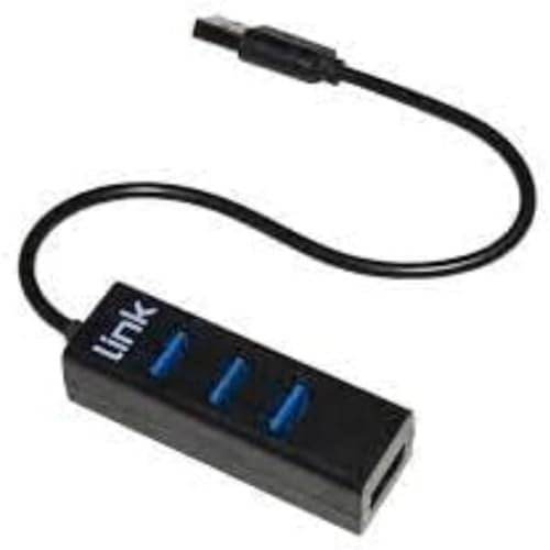 Link LKHUB024 Hub 4 Ports USB 2.0 avec câble, Noir, 15 cm