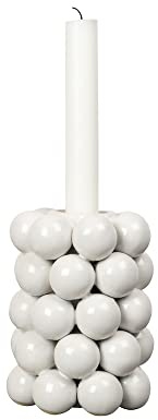 By On Kerzenhalter Globe M, Weiß, Steingut, Kerzenständer Weiß, Stabkerzenhalter, Deko Wohnzimmer modern, Halter für Stabkerzen, Dekoration für Esstisch, Kommode & Fensterbank