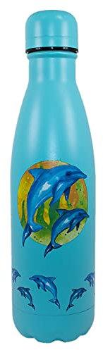 NatureVac - Dauphin de Deluxebase. Bouteille gourde de voyage sous vide réutilisable isotherme pour l'eau chaude, le café, le thé