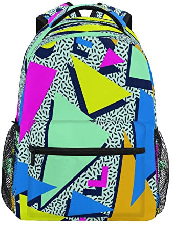 Retro 80er 90er Jahre Muster Schule Laptop Rucksack Kinder Mädchen Jungen Tasche Teenager Schultertasche Büchertasche Gym Day Pack Computer Notebooks Taschen für Frauen Männer, mehrfarbig, S