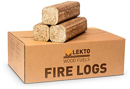Lekto Woodfuels Fire Logs - 1 x 20 kg Mini Pack, Softwood Sawdust For Open Fires, Wood Burner & Fire Pits | | Lovely Aroma | Compact Packaging | Long Burn 2-3 hours