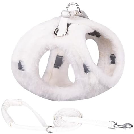 VIXDA Harnais et Laisse pour Chien Ensemble Maille Respirante Hiver Chaud Fourrure Chien Harnais pour Chihuahua Chiot Marche Petits Chiens Chats