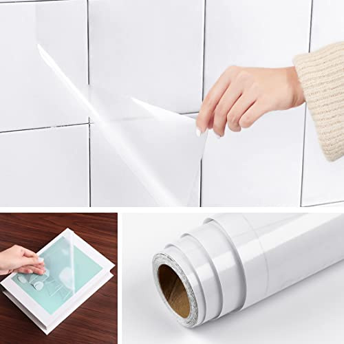 Livelynine Peel and Stick Clear Contact Paper for Walls Crafts Cabinets Waterproof Sticky Wallpaper for Kitchen Backsplash Oil Proof Sticker Self Adhesive Clear Vinyl Roll 17.7x78.8 inch
