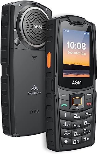 AGM M6 Outdoor Handy ohne Vertrag, 2.4 Zoll Farbdisplay, große Schrift und große Taste, 2500 mAh Akku 48MB+128MB, Wasserdicht (IP68/IP69K) Baustellen Handy, 4G Dual SIM, Tastenhandy - Schwartz