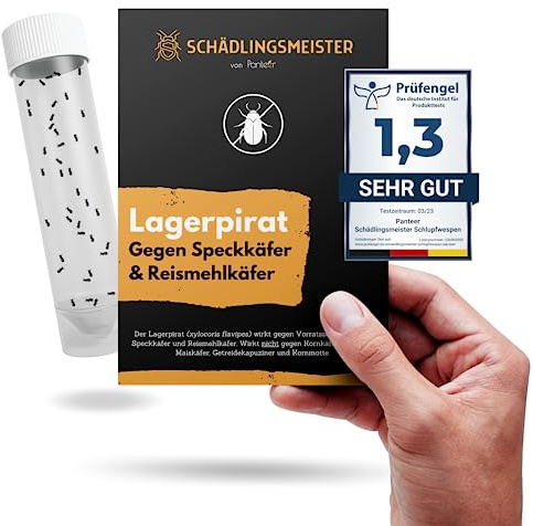 SCHÄDLINGSMEISTER ® Lagerpiraten - 30 Nützlinge - Speckkäfer bekämpfen - Teppichkäfer bekämpfen - Auch gegen Reismehlkäfer, Pelzkäfer - Besser als Teppichkäfer Falle, Speckkäfer Falle (3 Einheiten)