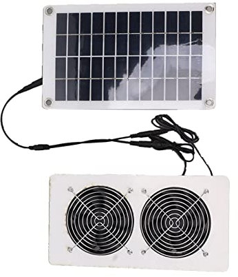 Solarpanel betriebener Ventilator, 18V 10W Dual Fan Solar Exhaust Fan Portable Solar Panel Fan Kit, Solar Fan für Hühnerställe, Gewächshäuser, Schuppen, Tierhäuser, Fensterabzug