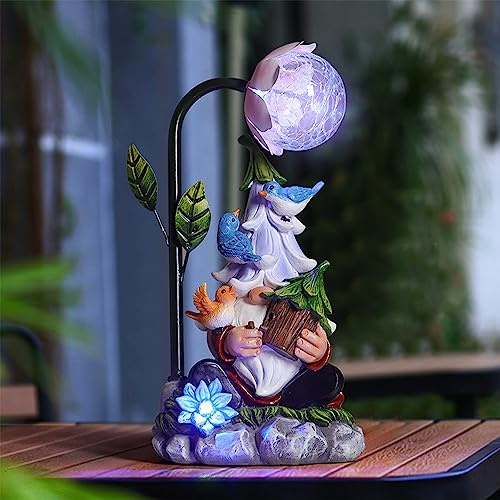 Jauhmui Gartenzwerge für Außen Wetterfest Solarl Gartenfiguren Deko 25cm