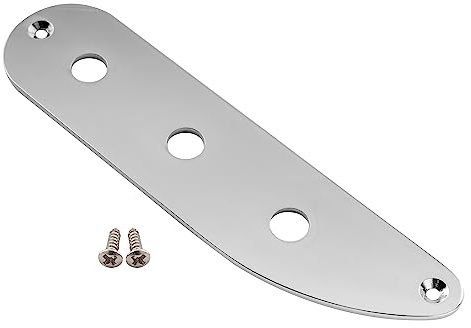 Musiclily Pro Stahl 3 Löcher Bass Kontrollplatte Control Plate Chrom | für Vintage P-Bass/Tele Style E-Bass