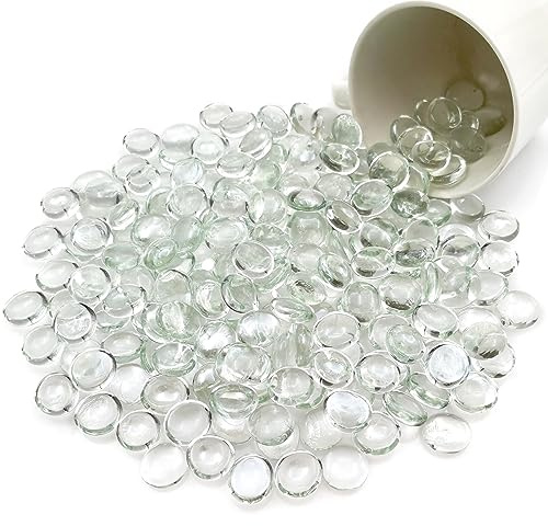 Ismosm Flat Glass Marbles 2LB, High-Luster Glass Vase Filler Beads, Translucent Glass Pebbles for Vases, Crafts, Fire Pit Glass, Aquarium Decorations, Centerpieces, Landscaping