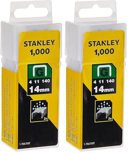 Stanley 1-TRA709T 14mm Heavy-Duty Staple (1000 Pieces), Yellow (Pack of 2)
