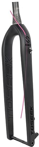 LHHL Forcelle Rigide MTB Fibra di Carbonio 26 27.5 29 15x110mm Perno Passante Bicicletta da Montagna Forcella Anteriore 1-1/8'' Tubo Conico Freno A Disco (Color : Black-A, Size : 26)