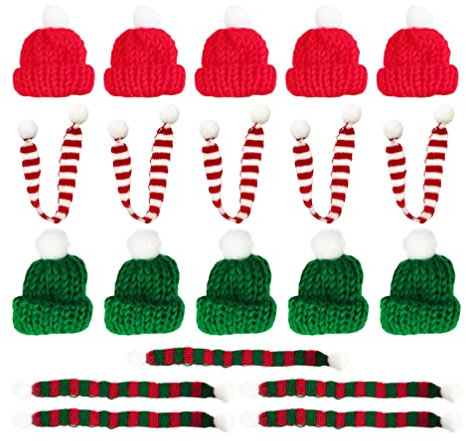 Toddmomy 20stücke Weihnachtsmütze Und Schal Für Dekoration Für Flaschen Tassen Und DIY Projekte Weihnachtsfeier Zubehör Niedliche Miniatur Weihnachtsaccessoires