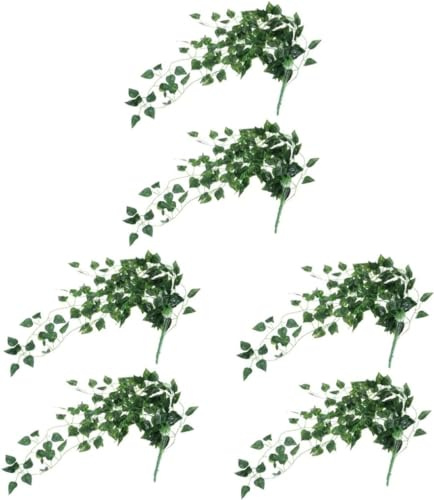 InLiMa GYJ 6 Pcs Simulation Green Wall Hanging Silk Flowers Evergreen Ivy Home Decorative Greenery Hanging Baskets Fake Flowers Home Wall Hanging HY