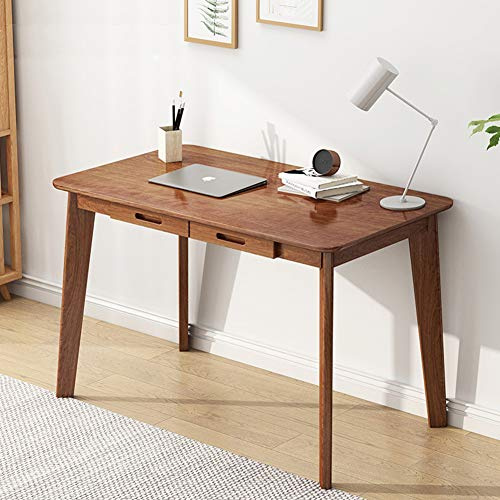 IOTXY Tavolo Piccolo in Legno con Cassetti - Scrivania per Computer per Ufficio Domestico, Noce, 100 cm