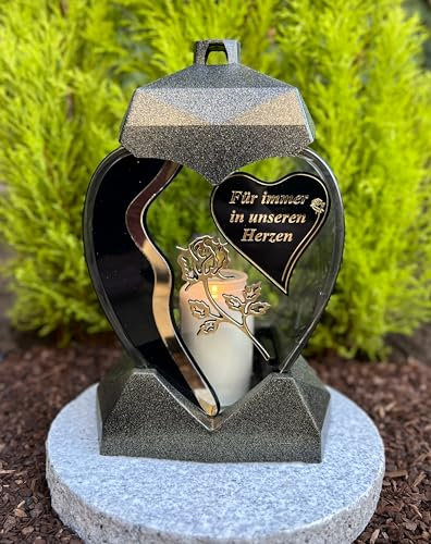 Lanterna funeraria 28 cm H. candela funeraria candela funebre decorazione giardino lanterna con effetto glitter