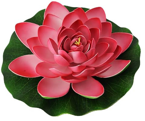 Akozon Künstliche Loutus-Blume, Schwimmende Lotusblumen, Schaumstoff, Künstliche Lotusblumen-Pads, Lebensechte Dekorative Teichpflanzen, Ornamente für Pool-Aquarien (Rot)