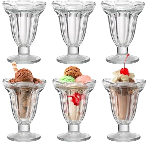 YLSZHYR 6 Piezas Flor Helado Copa de Vino Copa Sundae Vasos Agua Taza de Café Cóctel Vino Cristal Whisky Vaso Boca Ancha Tazas de Batido para Té Helado Jugo de Fruta(#1)