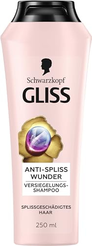 Gliss Shampoo Anti-kluvna toppar mirakel (250 ml), hårschampo med jonkomplex och druvfröolja, vårdschampo för skadat hår förseglade kluvna toppar långvarig