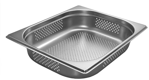 AcMax GN 1/2 Gastronormbehälter GN-Behälter Edelstahl 4 Liter Tiefe 65mm GELOCHT