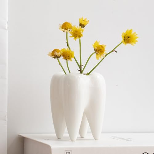 Weiße Keramik-Zahn-Sukkulententöpfe, Mini-Blumentopf, für Zuhause, Büro, Zuhause, Innen- und Außenbereich, Garten, Dekoration, tolle Geschenkidee, Mini-Kaktus