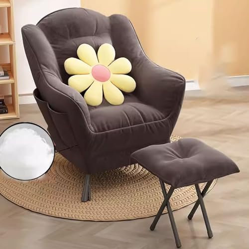 Schlafsessel mit Bettfunktion mit Armlehne und Fußstütze Metallrahmen Material Fauler Stuhl Lounge Sessel Moderner Stoff-Freizeitsofa-Sessel mit Seitentasche (Color : E)