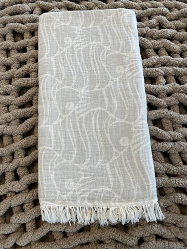 La Jolla Cove Light Gray Beach Bath Towel - 100% Turkish Cotton - Sand Resistant Highly Absorbent Fast Drying Super Soft - Boho Bohemian Towels Peshtemal Blanket Pareo Sarong