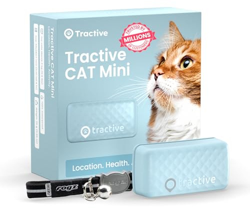 Tractive - GPS gatto modello Mini | N. 1 sul mercato | Localizzazione in tempo reale | Cronologia delle posizioni | Monitoraggio dell'attività | Collare incluso