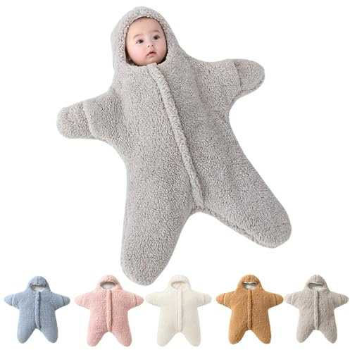 Baby-Schlafsack, Seestern-Decke, Stern, dickes Fleece, warmer Schlafsack für Neugeborene (grau)