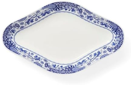 Spode Brocato 8.5 Diamond Dish, Blue Italian Design | Made of Porcelain | Dishwasher and Microwave Safe | Serving Plate for Salad, Pasta, or Appetizers | Kitchenware & Dinnerware Décor
