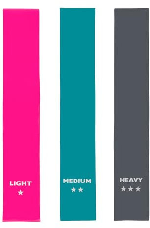 UPFIT - Élastiques Fitness Musculation - 3 Bandes de Résistance (Light, Medium & Heavy) - 3 Couleurs: Rose, Bleu & Gris - Robuste - Facile à Utiliser