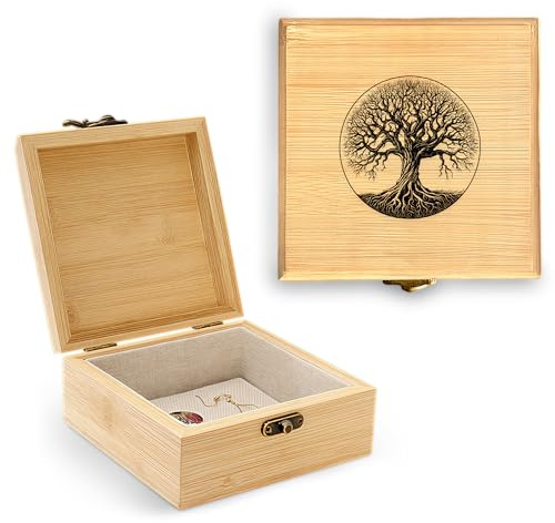 BJDAMAI Tree of Life Trinket Keepsake Decorative Jewelry Box, Gifts For Women, Tree hemed Decor Decorations, Home Room Ring Earrings Necklace Organizer Holder Vintage Wooden Box!