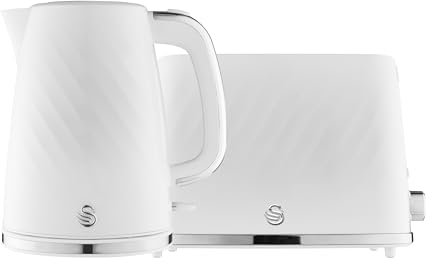 Swan Windsor Kitchen Set, 1.7L Fast Boil Kettle & 2 Slice Toaster, White, SK14611WHT & ST14071WHT