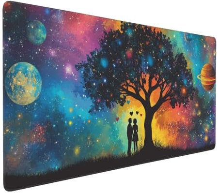 Large Mouse Pad 1200x600x4mm Couple Gaming Mouse Mat Tree XL Mousepad Anti-Fray Stitched Edges with Non-Slip Rubber Base,Ergonomic Mouse Pad Extended Desk Mat,for Home Office Accessories PC,Laptop