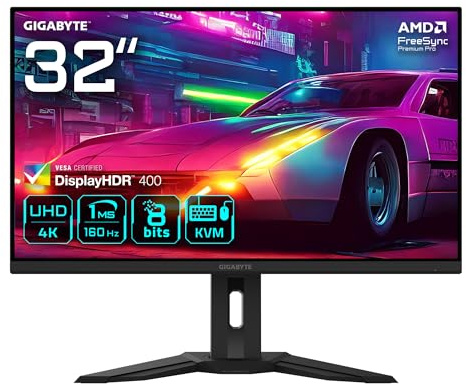 GIGABYTE M32UP 31.5 Monitor de Juego UHD - 3840 x 2160, 160 Hz, 1 ms, 350 CD/m², AMD FreeSync Premium Pro, DisplayHDR 400, HDMI 2.1, Displayport 1.4