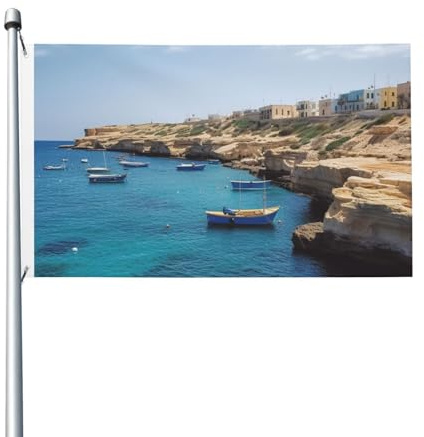 Bandiere costiere di Malta per esterni, 9,6 x 1,5 m, stampa su entrambi i lati, bandiere da giardino con occhielli, bandiera per casa da cortile per fattoria, prato, portico, decorazione per la casa