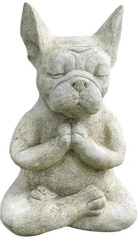 Molyorch Estatua de Perro Resina Zen Animal Yoga Figura, Figura de Bulldog Francés Meditador, para Decoración del Hogar, Jardín, Patio