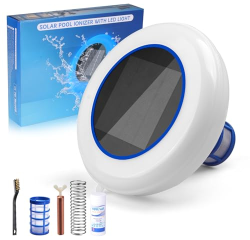 Inoamity Ioniseur Solaire pour Piscine et Étang - Purificateur d'eau 22000 Gal sans Chlore, IP68, Haute Efficacité pour Piscine Enterrée/Hors-Sol, Fontaine, Spa