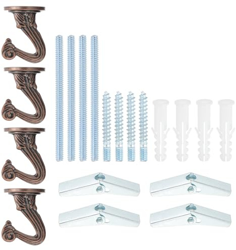 PATIKIL Swag Hooks, 4 Pcs Heavy Duty Ceiling Hooks with Hardware Installation Wall Fixing Ceiling Hangers for Hanging Plants Chandeliers, Copper