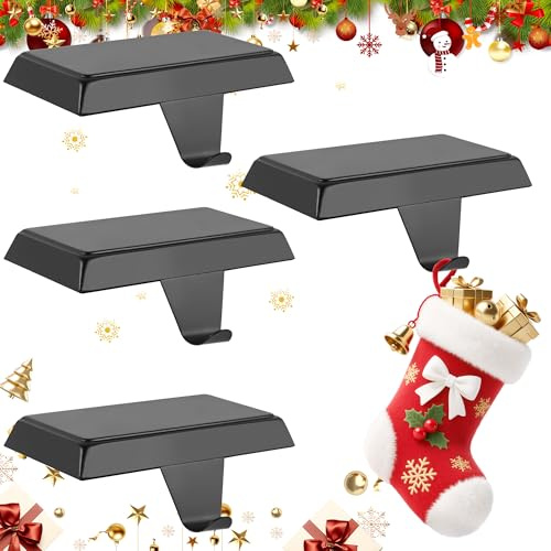 Doitory Christmas Stocking Holder Hanger for Mantle,4 Pack for Xmas Decorations Lightweight and Adjustable for Fireplace Home Decoration