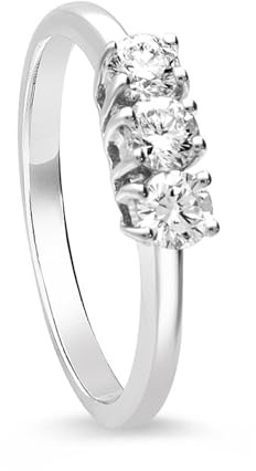amorili Anello Trilogy Donna con Diamanti Naturali – Oro Bianco 18 kt – Gioiello Elegante Made in Italy – Regalo Lusso per Anniversario, Matrimonio o Fidanzamento
