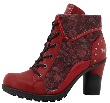 MUSTANG Damen Stiefel mit abstraktem Floralmuster 15M0162011, Größe:38 EU, Farbe:Rot