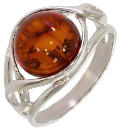 Artipol Bague fabr.européenne style français. Argent rhodié Ambre naturelle - modèle 3413-B, taille 59
